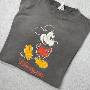 Vintage Disneyland Paris T-Shirt Mickey‎ Mouse Gray 90s Made in Portugal S/M